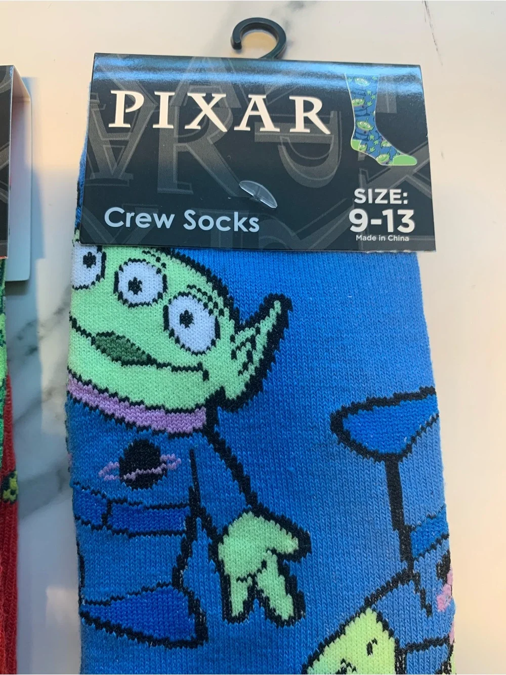 Toy Story Crew Socks - Red Dino Slinky Dog & Blue Alien Designs (Size 9-13)